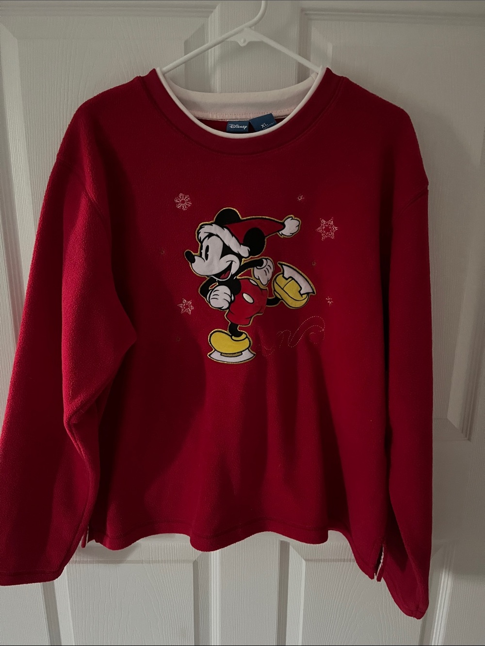 Disney Red Mickey Mouse Holiday Crewneck Sweater Sz XL
